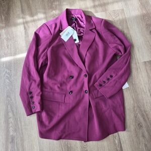 Universal Standard Fusia Purple Double-Breasted Blazer Small
